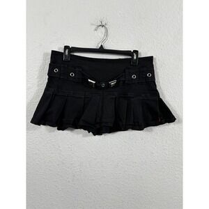 Vintage Tripp NYC Daang Goodman Size L Black Pleated Mini Skirt Studs Y2K Goth